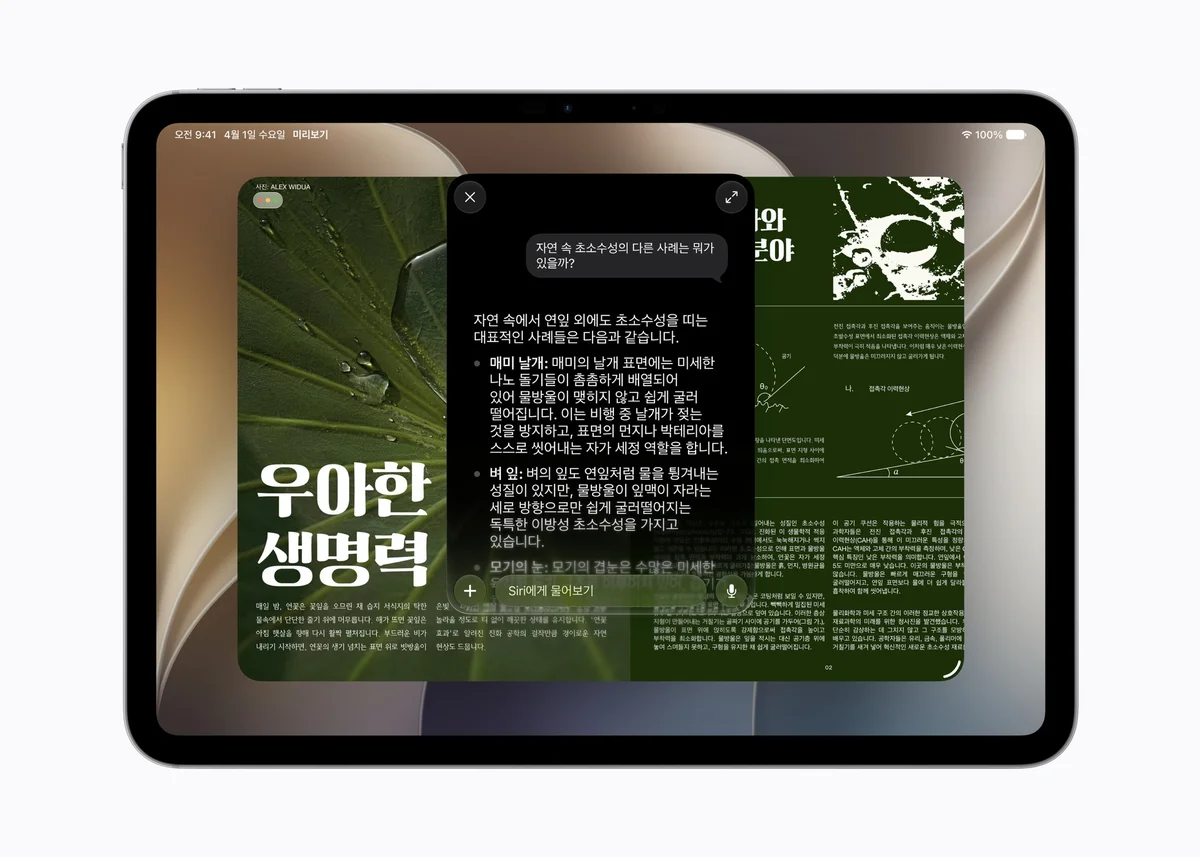 시리 AI 한국어 출시 – iOS 27.2 업데이트, 되는 아이폰 기종, 켜는 법과 사용 제한 총정리 2 아이패드에서 시리 AI와 이어서 대화하는 장면
