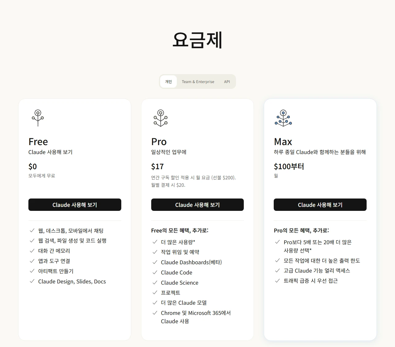 클로드 오퍼스 5.5란? 달라진 점, 성능, 가격, 사용법 총정리 7 클로드 요금제 페이지 (한국어)